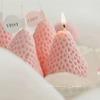 4pcs Strawberry Shaped Soy Wax Candles for Meditation Mood Boosting Weddings Birthday Gifts with Fruit Aroma Smokeless Candles