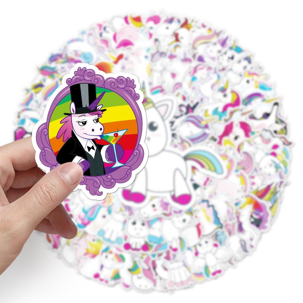 Unicorn Cartoon Rainbow Horse DIY Skateboard & Luggage Stickers for Kids