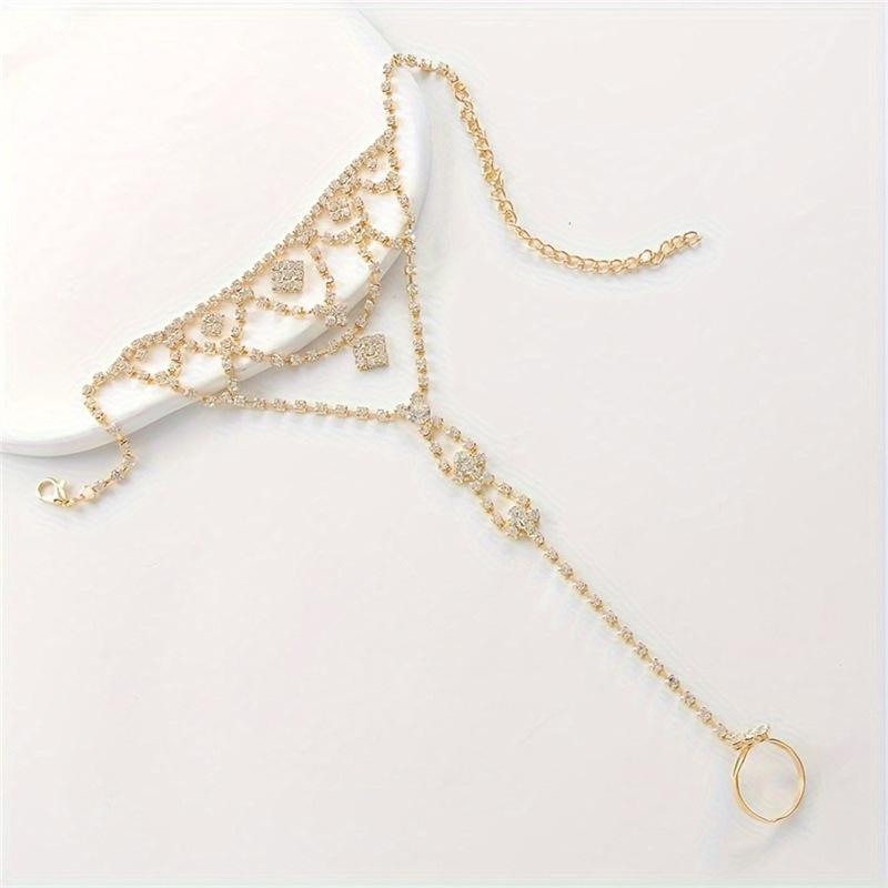 Стразы Ноги Пляжный Отпуск Мода Универсальный Простой Палец Браслет на Лодыжку Браслет Женский Тренд Лето Standard золотой