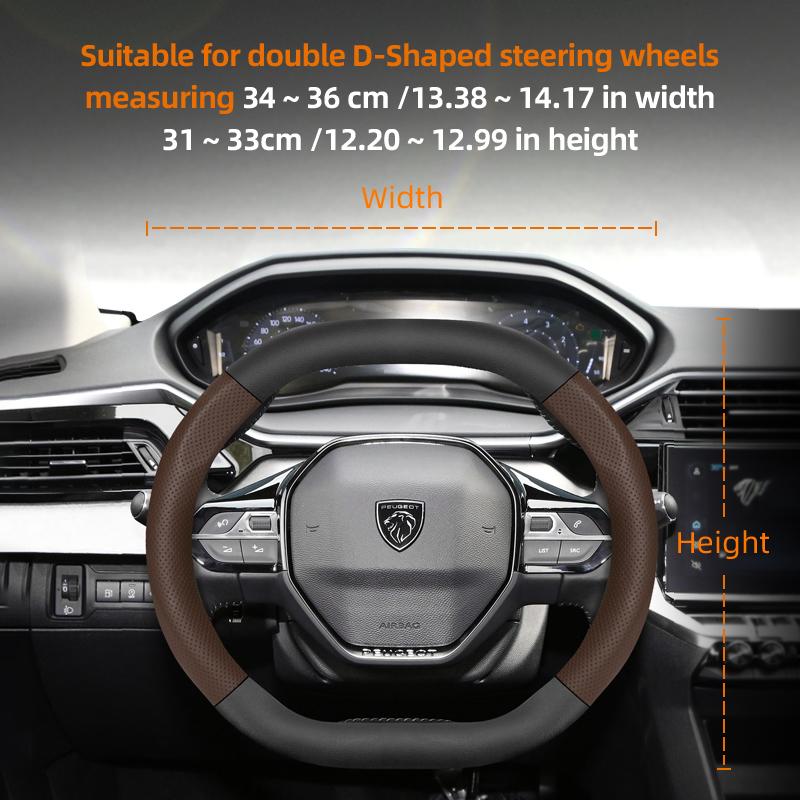 For Peugeot Carbon Fiber Texture Perforated Leather Steering Wheel Cover 508 3008 207 2008 307 Sw 308 206 208 5008 301 Expert