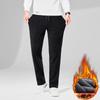 Men's Fleece-Lined Corduroy Pants - Slim Fit, Straight Leg, Business Casual for Autumn and Winter