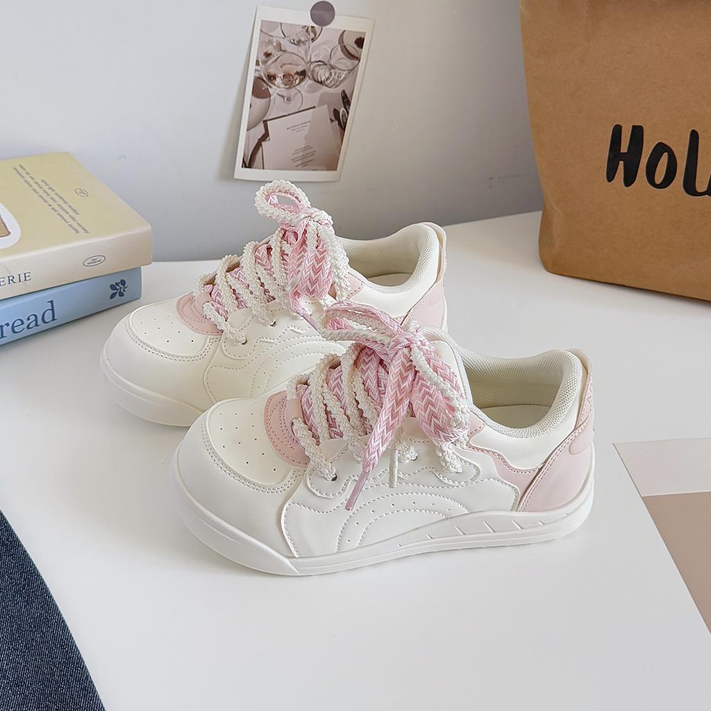 Women White Board Shoes  Spring Autumn New Fashion Cross Tied Non Slip Casual Shoes Lightweight Comfortable Vulcanized Shoes