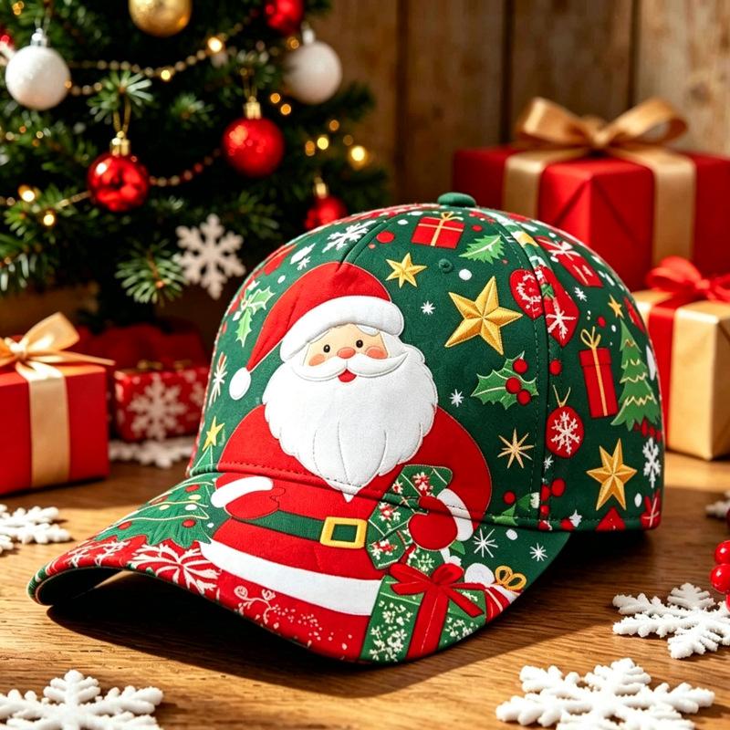New Christmas Hat Digital Printing Fashion Bent Bend Baseball Cap Retro Baseball Cap