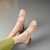 Soft leather version small size small 5cm bow Mary Jane shoes women's head shallow mouth inner height increase single shoes women