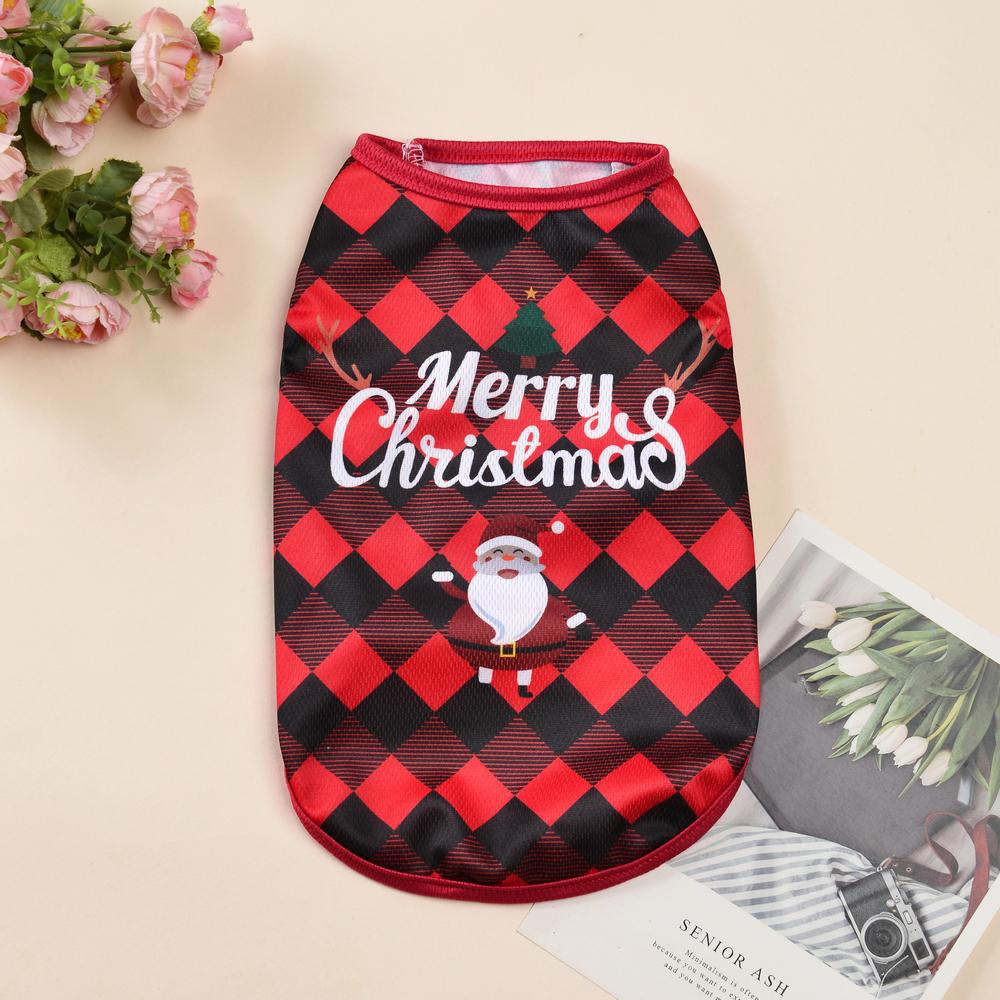 

Дышащий жилет для кошек, одежда для маленьких и средних собак, милый Санта-Клаус, рождественский принт, котенок, футболка, костюм для чихуахуа, пальто XS（old）