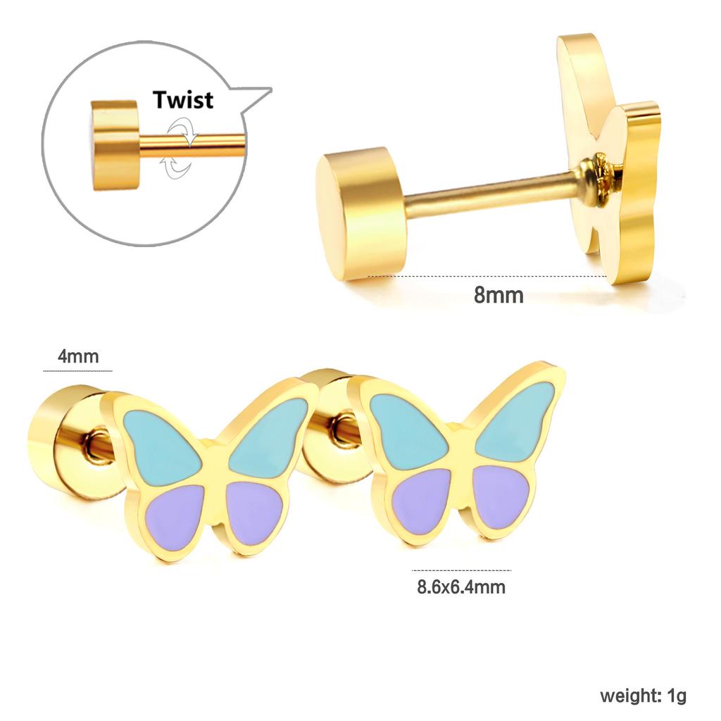 Simple Rainbow Screw Ear Cartilage Studs Fresh And Versatile Earrings For Women