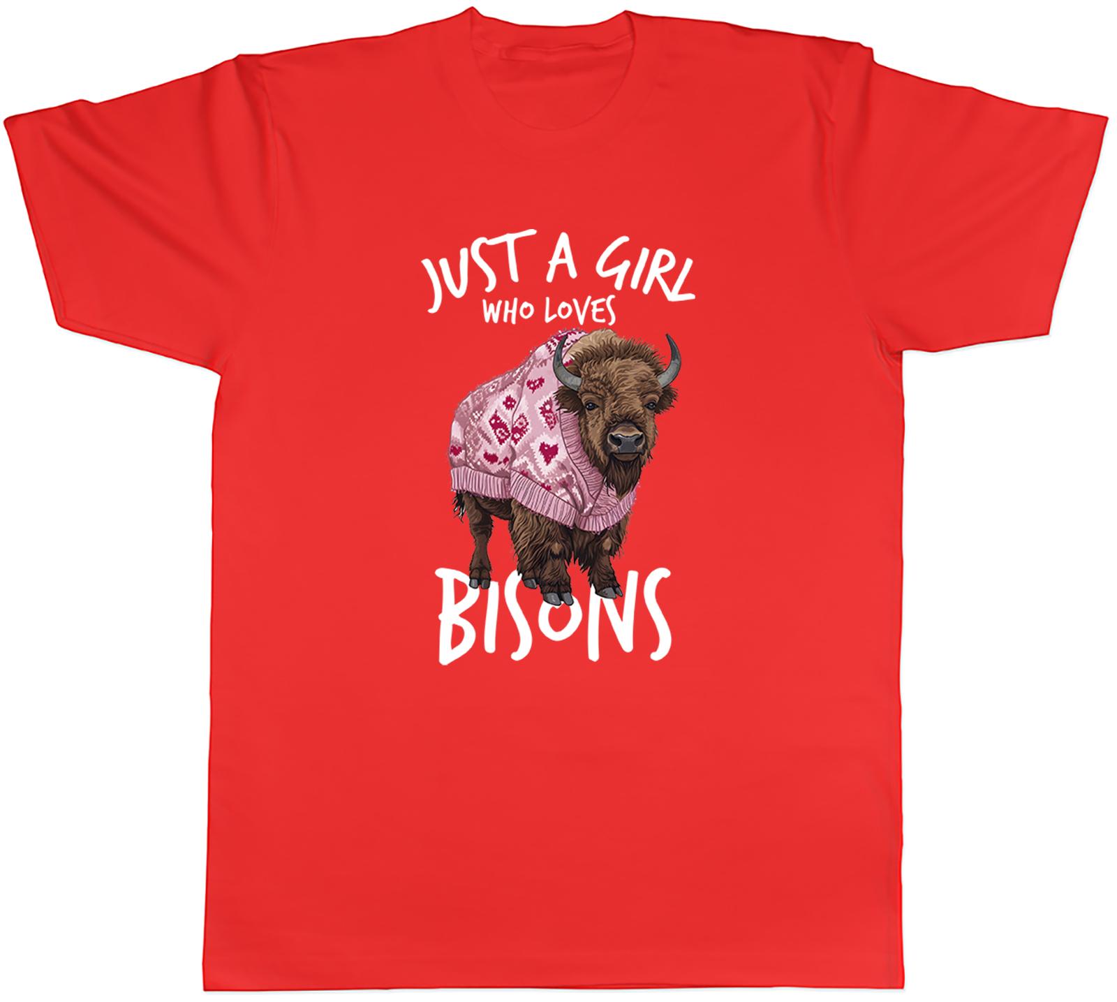 Girl Who Loves Bisons Unisexs TShirt Animal Lover Mammals Tee Gift S