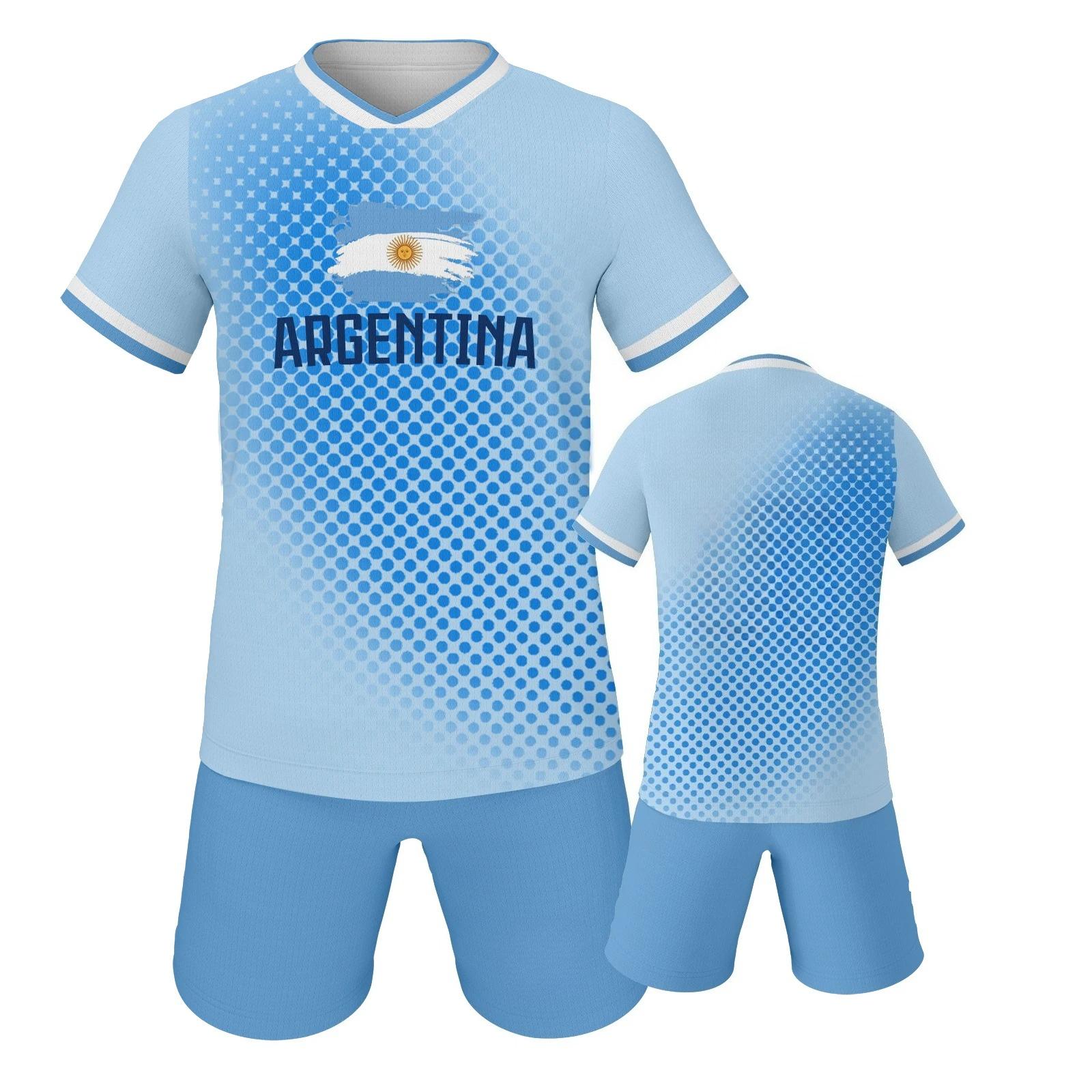 Argentina Soccer Jersey and Shorts Set Youth Team Uniform for Fans Gift XS
