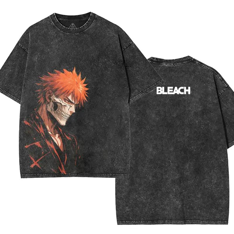 

BLEACH Куросакі Ічіго Аніме Графічна Футболка Чоловіки Жінки Одяг З Коротким Рукавом Бавовняні Футболки Прана Футболка Харадзюку Вінтаж Футболка XXL чорний