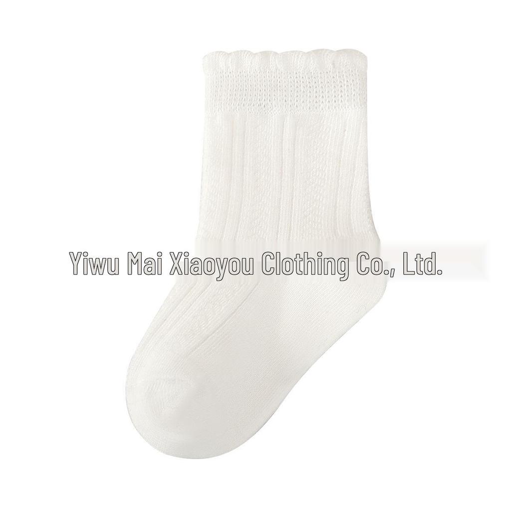 Infant Class A White Lace Princess Socks for 0-3 Years, Mid-Calf, Cotton, Suitable for Spring To Summer.