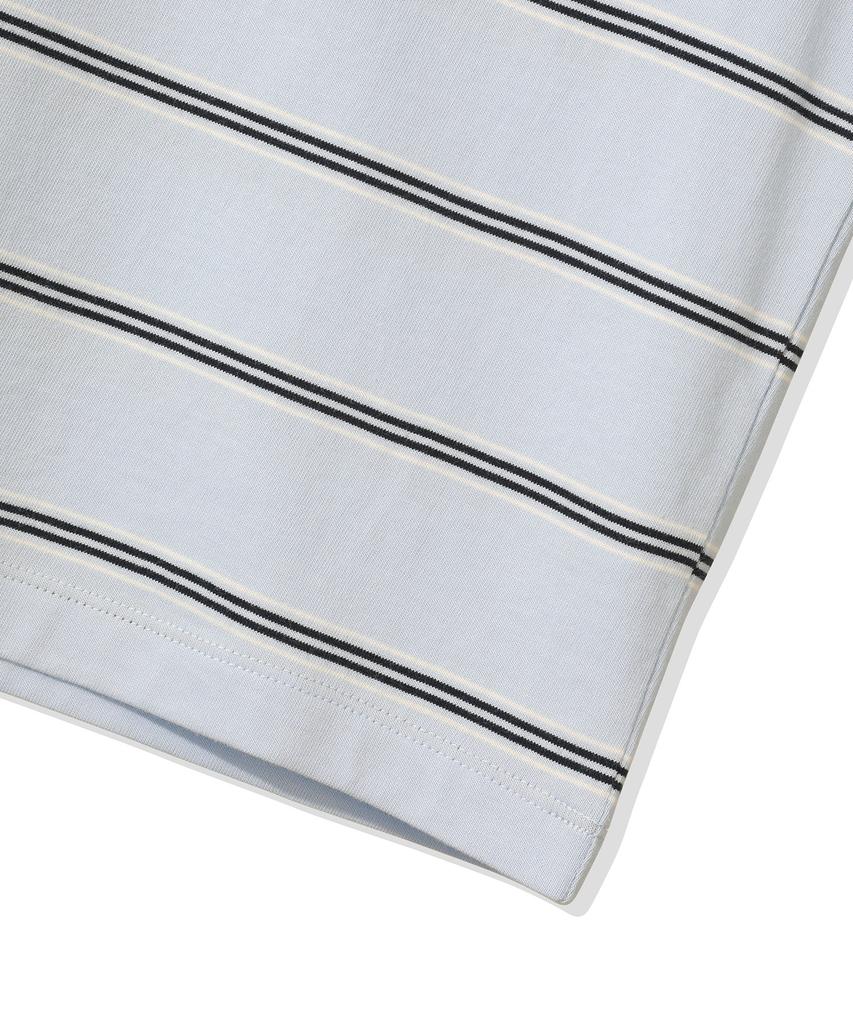 CGP (Women) Striped Short Sleeve Collared T-Shirt - Sky Blue
