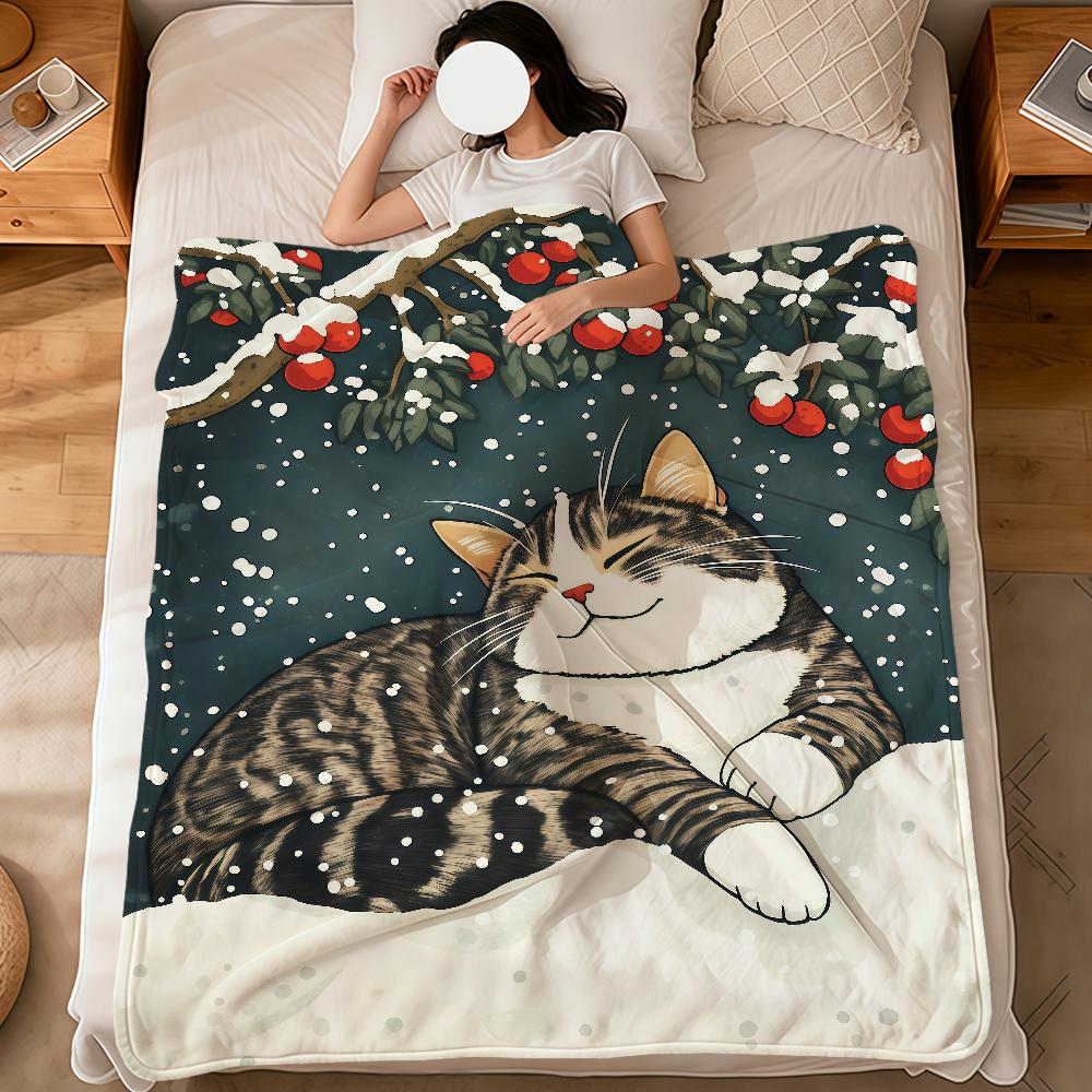 Merry Christmas kitten kawaoo funny cat soft warm plush blanket dormitory sofa living room pet hogar bedroom gift home Flannel