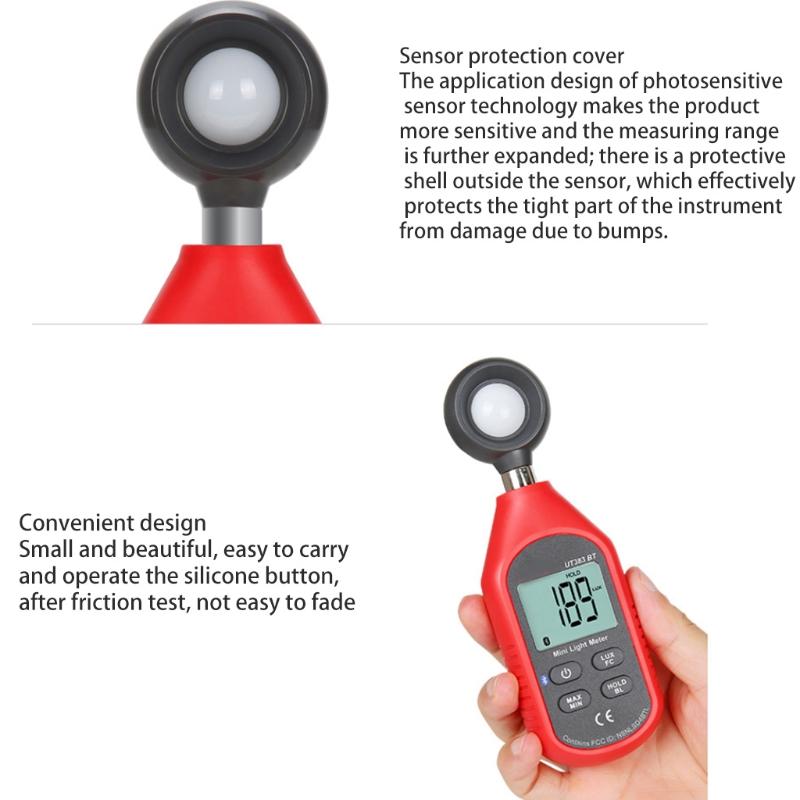 Professional LED Light Meter Digital Illuminance Meter with 0-200,000 Measuring Range for Library Mall