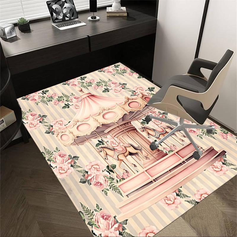 1PC carousel flowers Extra Large Non Slip Floor carpet, Office, family, bedroom Large Area Rug Indoor Rugs, Vibrant Colors