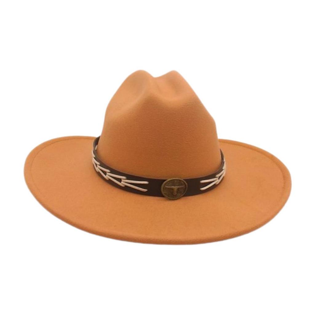 Ladies Shopping Concave Shape Internet Celebrity Top Hat New Fashion Simple Cowboy Hat One Word Top Wide Brim Woolen Jazz Hat
