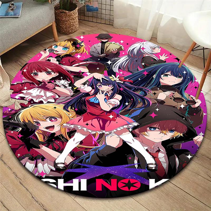 Oshi No Ko Round Area Rug,Carpet Rug for Living Room Bedroom Sofa Playroom Decor,Non-slip Floor Mat