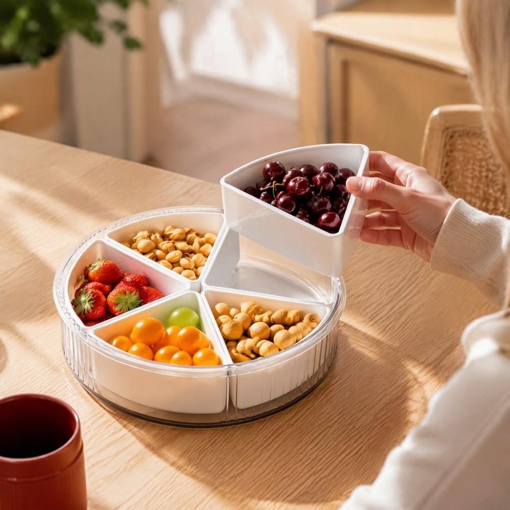 Compartmentalized Snack Storage Box Divided Rotatable Snack Container Camping
