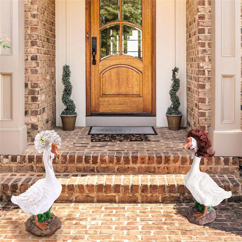 ABIY Porch Goose Outfits 4 Pcs Wig With Hair Clips, Cute Lawn Goose Statue Braid Wig, Costume For Outdoor