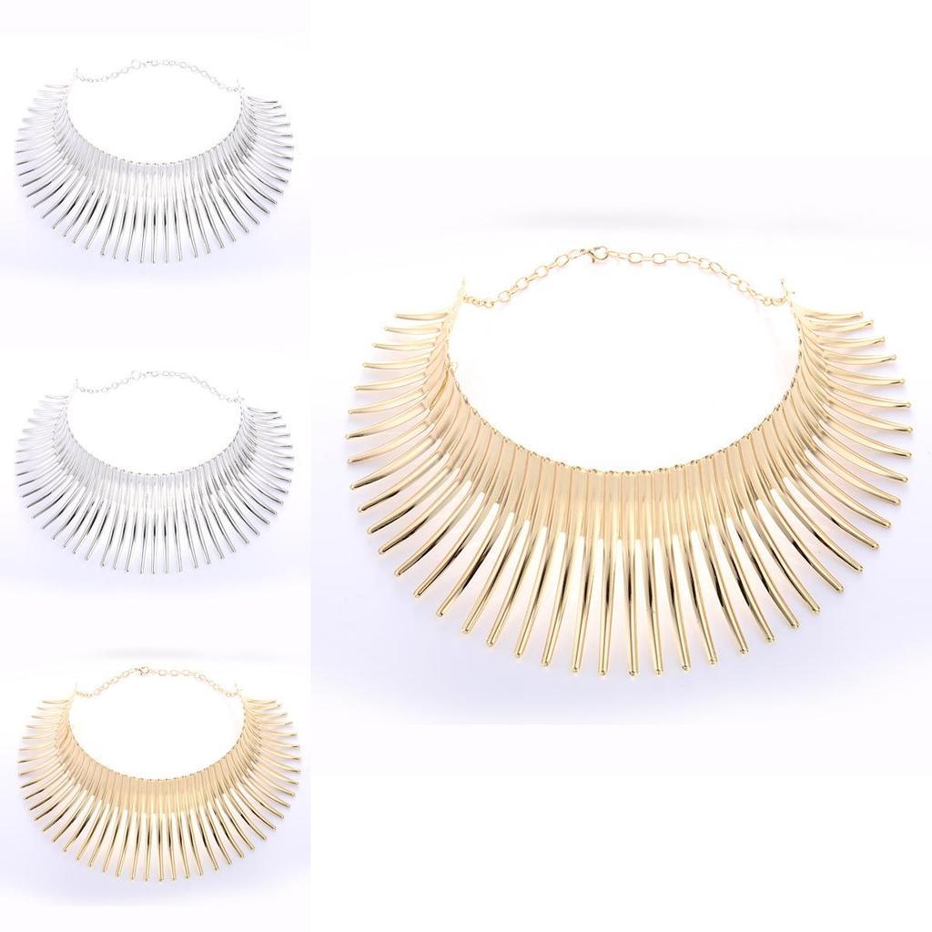 Fashion Solid Color Curved Design Women Metal Necklace Collar For Streetwear And Party Wear
