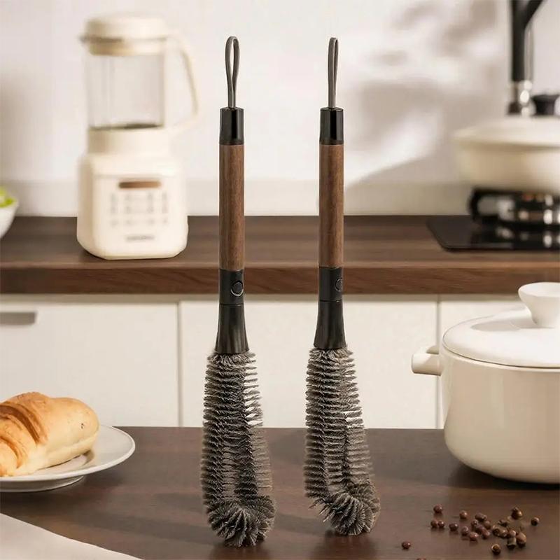 2 In 1 Milk Bottle Brush Cup Scrubber Glass Cleaner Kitchen Cleaning Tool Long Handle Drink Bottle Glass Cup Cleaning Brush