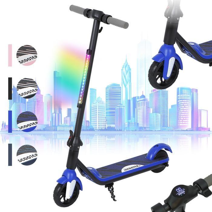 21.6V Monopattino Elettrico per Bambini 2 Velocità Pieghevole, Freno Elettronico, Motore Brushless F602 (blu)