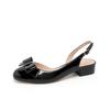 2025 New Round Head Bag Head Sandals Women's Summer High Heels Thick Heel Mary Jane Fashion Design Bow Single Shoes