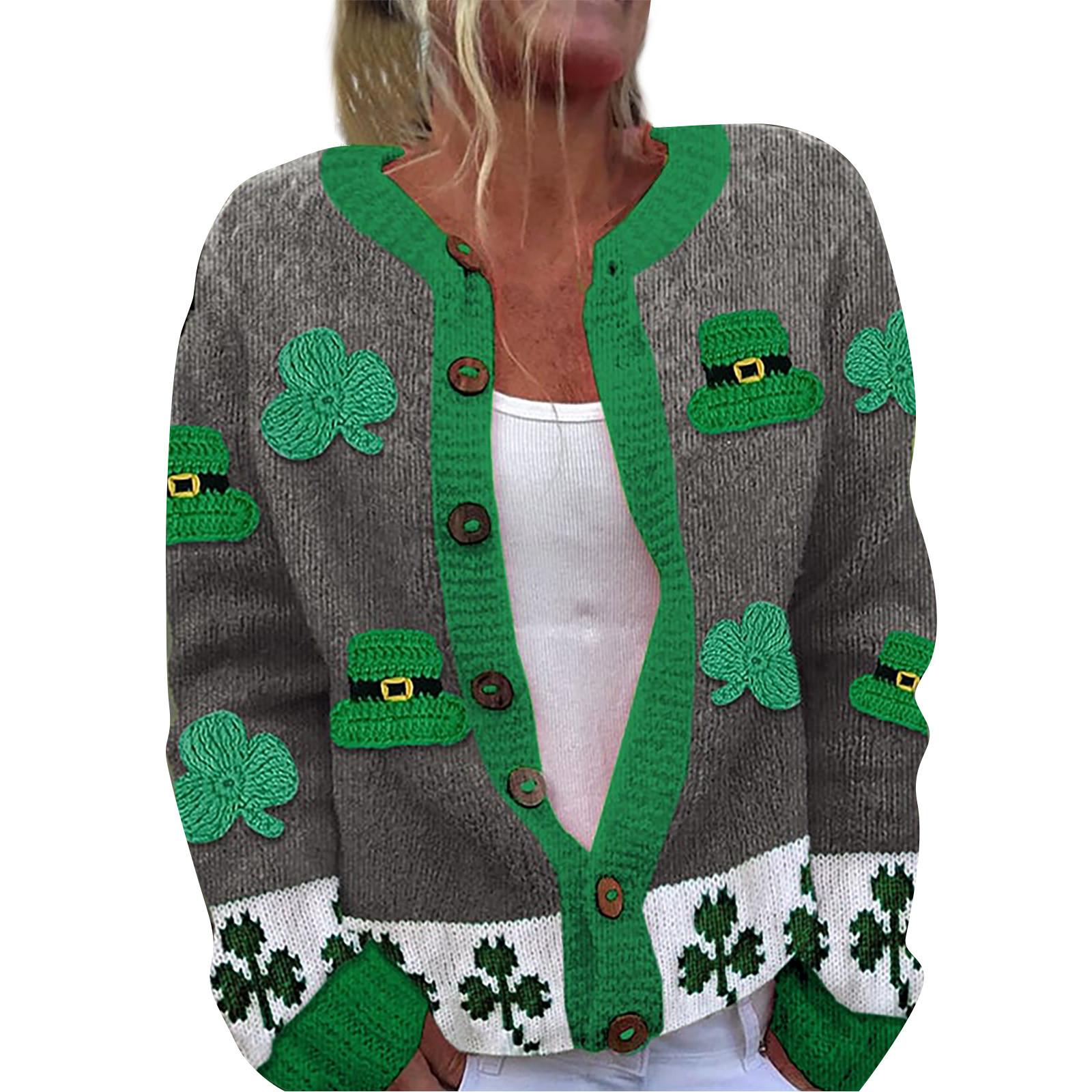 

Женская мода ул.. Вязаный кардиган с длинными рукавами и принтом Патрика на пуговицах XXXL