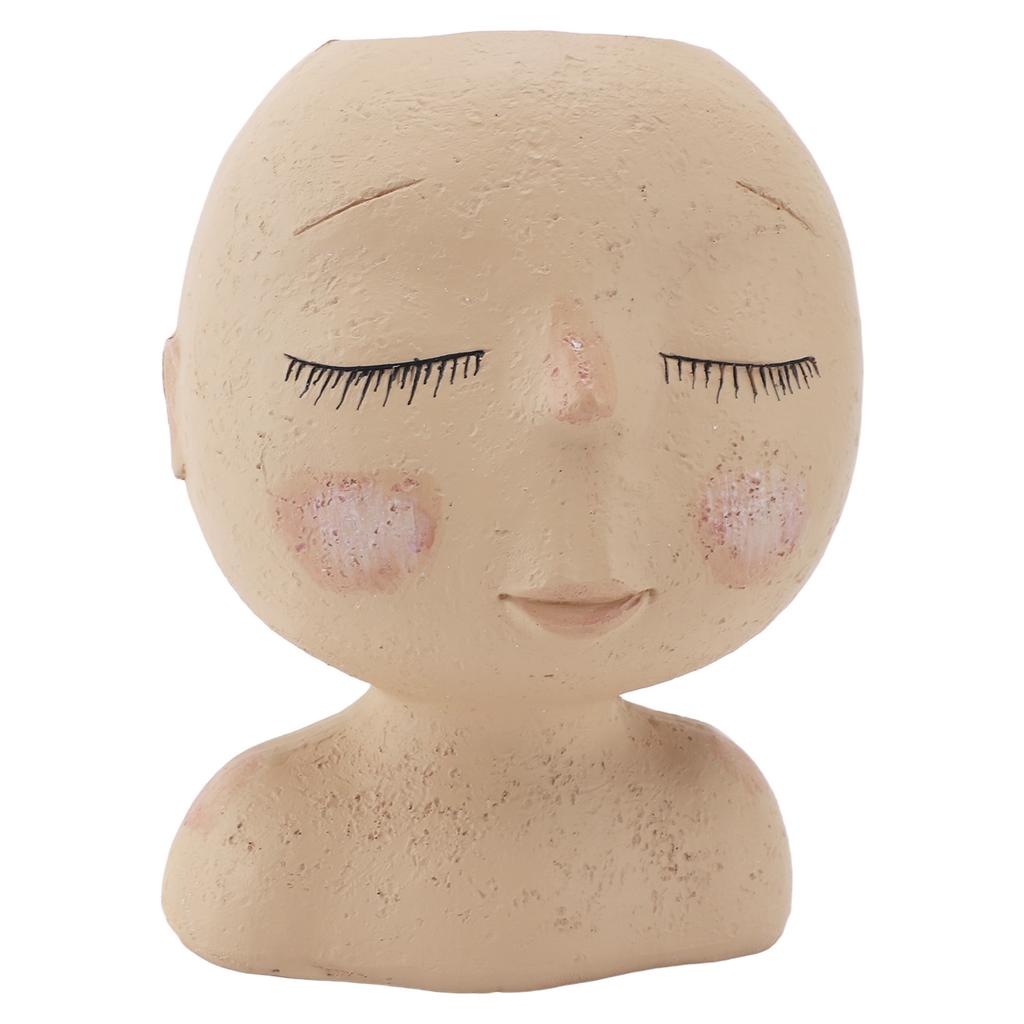 Face Planter Pot Resin Fade Proof Cute with Drainage Hole Head Succulent Pot for Decoration Type 3