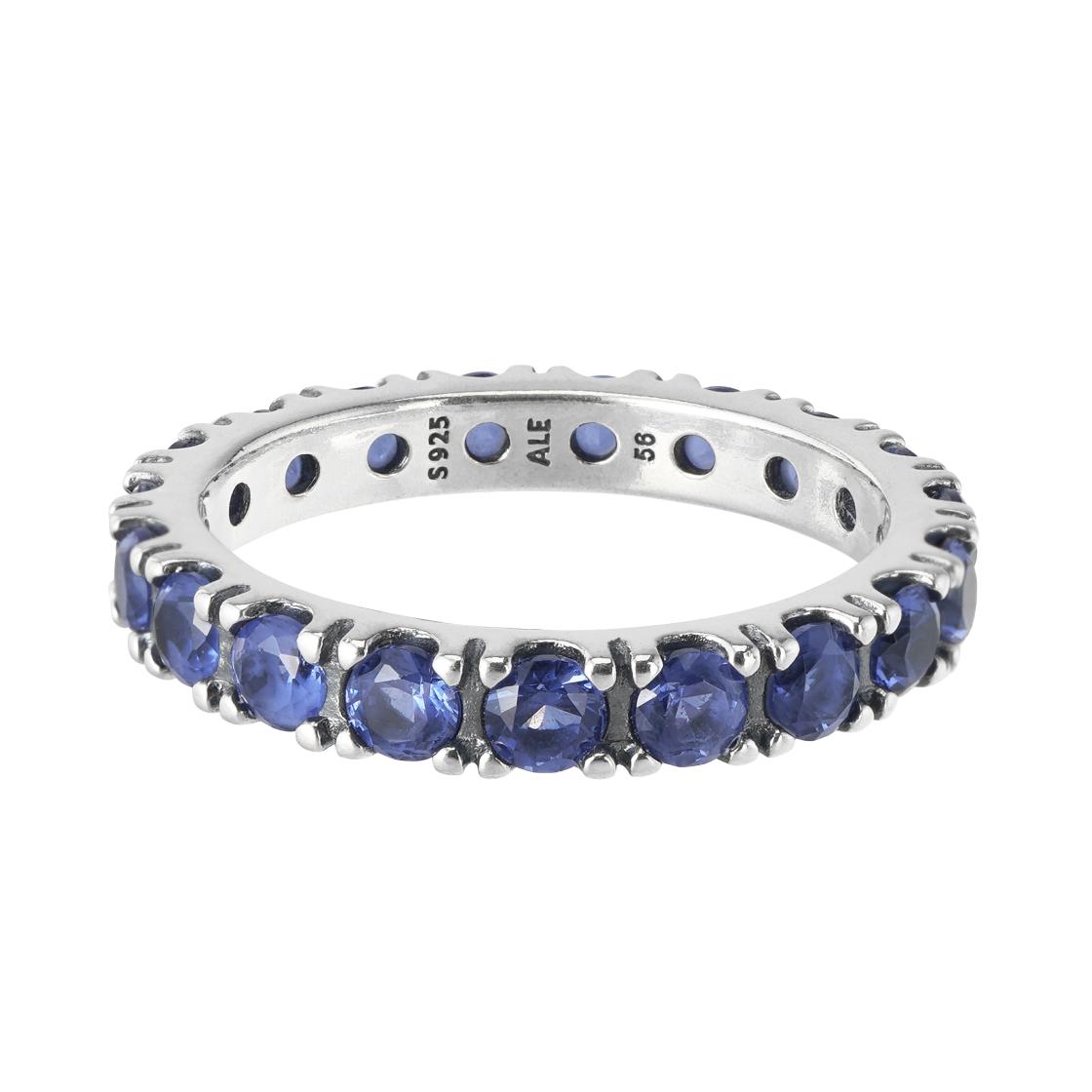 Pandora Shimmering Row Of Gemstones Eternity Ring Women ring Blue 190050C02 Box,48