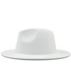 Simple Outer White Inner Black Wool Felt Jazz Fedora Hats with Thin Belt Buckle Men Women Wide Brim Panama Trilby Cap 56-58-60CM