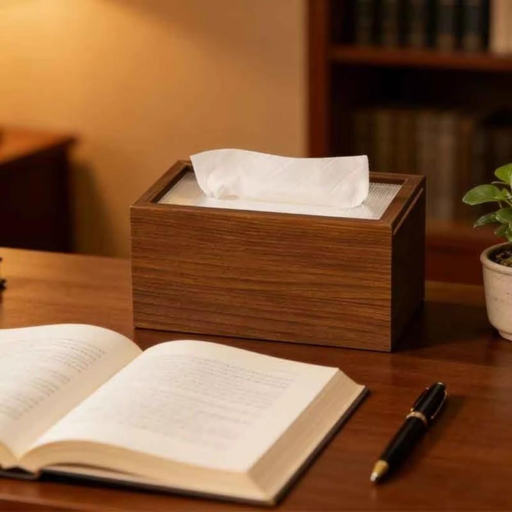 High Quality Modern Design Wooden Tissue Box Wood Material Minimalist Wood Tissue Case Tissue Box Holder Office