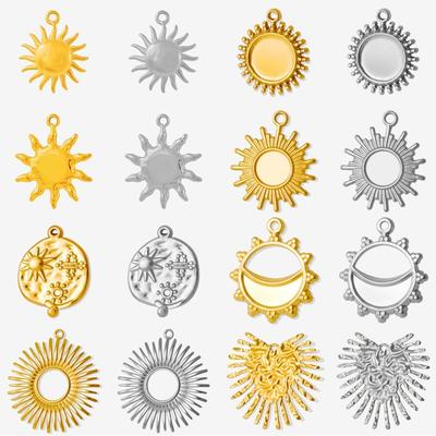 6 pièces Argent/Couleur Or Acier Inoxydable Charms Soleil Pour Fournitures de Fabrication de Bijoux DIY Pierre Bracelets Faits Main Pendentif Soleil Vente en Gros