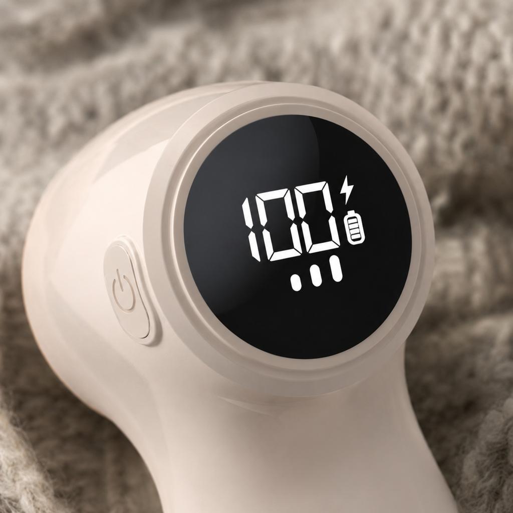 Electric Fabric Shaver Rechargeable Lint Remover with Digital Display Portable Clothes Pill Remover for Home Use and Travel