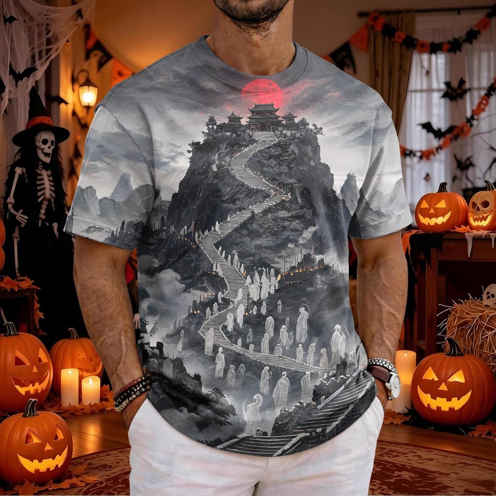 Men's Halloween Round Neck Short Sleeve T-Shirt