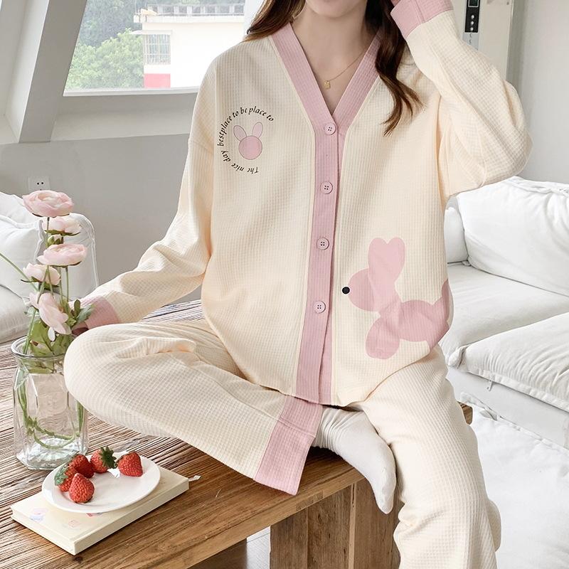 

Японские кимоно осень-зима женские пижамные комплекты хлопок длинные рукава домашние костюмы повседневные V-образный вырез лацкан пижамы 2XL