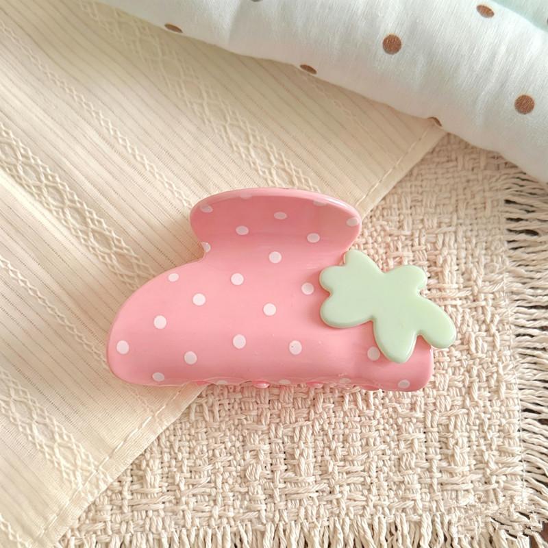 Strawberry Hair Claw Clip For Women Cute Polka Dot Acrylic Large Hair Claw Hairclips Jewelry Summer Hair Accessories For Girls