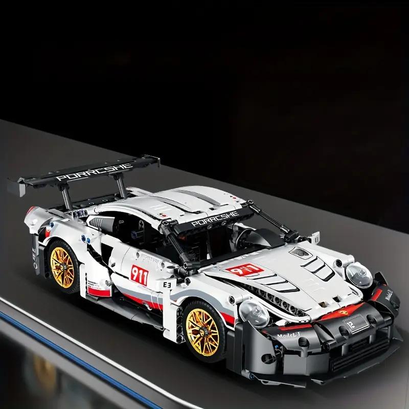 Ensemble de Blocs de Construction Super Voiture de Course 1238 Pièces Conception de Carrosserie Blanche Matériau Plastique Abs Voiture Mécanique Rapide Facile à Assembler