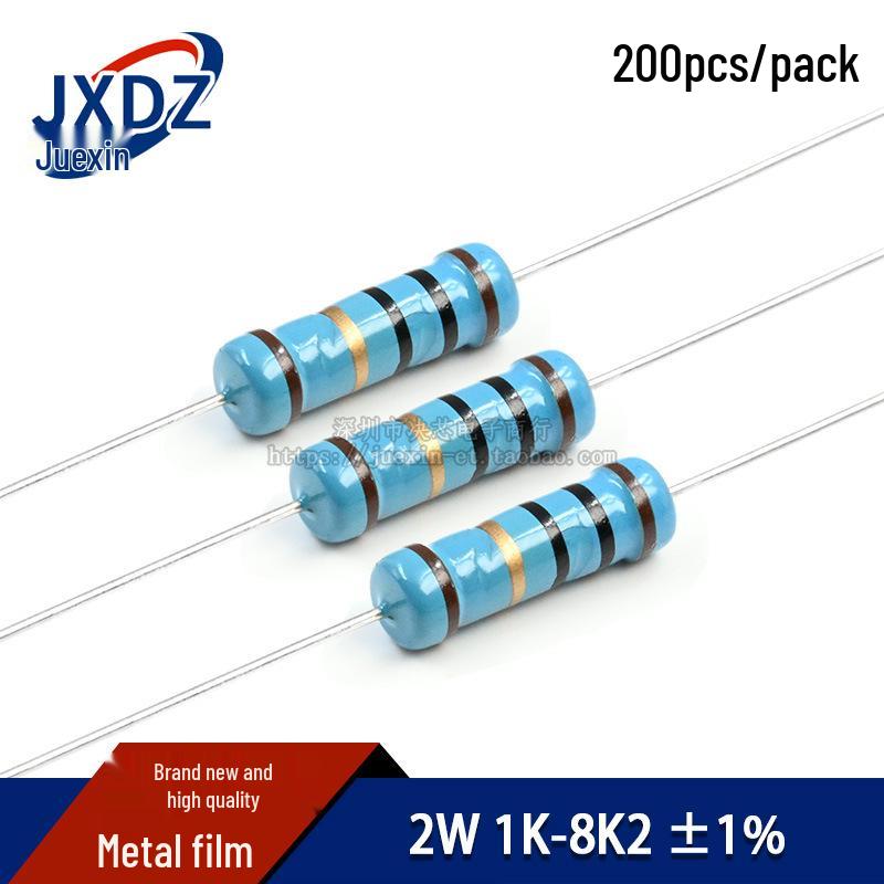 Metal Film Resistor 2W: 1K, 2K, 2.2K, 2.4K, 3K, 3.6K, 4.7K, 5.6K, 6.8K, 7.5K, 8.2K, 1% Tolerance.
