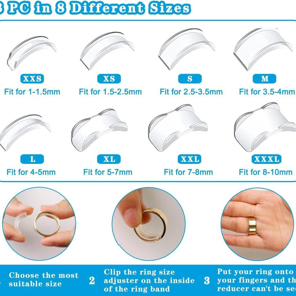 Transparent Invisible Ring Sizer: Spring Wire Acrylic Spacer for Oversized Rings