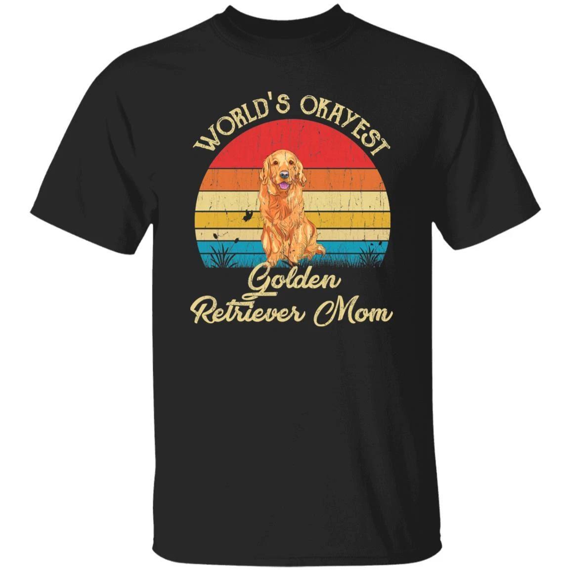 World s Okayest Golden retriever mom Retro Style Unisex T-shirt Black Navy Dark XL