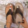 Fashion Going Out Beach Shoes Wearing Flip-flops Women's Niche Thick-soled Pearl Toe Sandals 2025 Summer and Autumn New