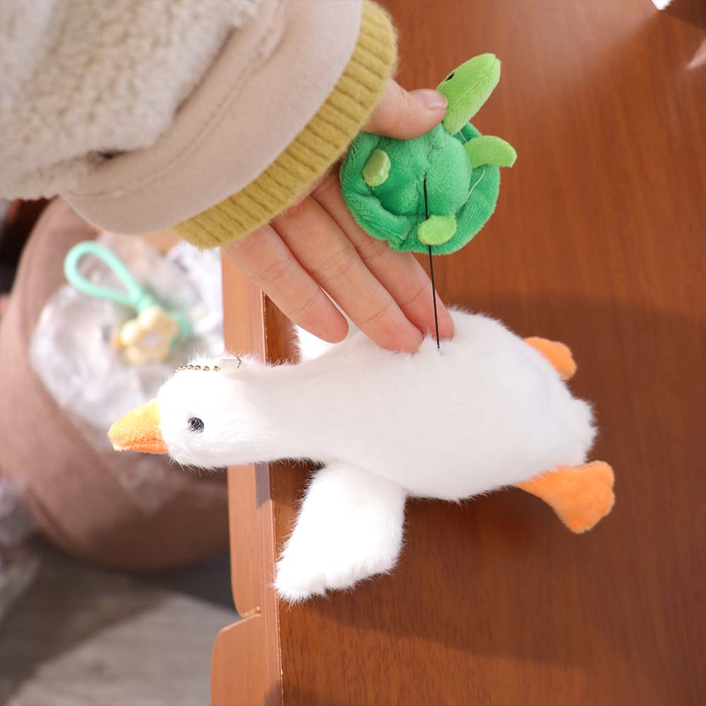 Fluffy Bees Duck Doll Pendant Crayfish Turtles Bees Plush Cartoon Duck Keychain  Backpack Decor