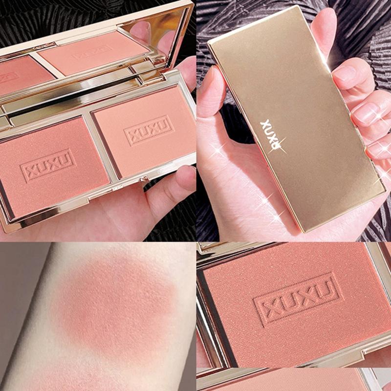 Natural&Matte Blush Palette Fine Powder Two-tone Peach Blush Palette Natural Rose Pink Red Rouge Face Cheek Easy To Apply