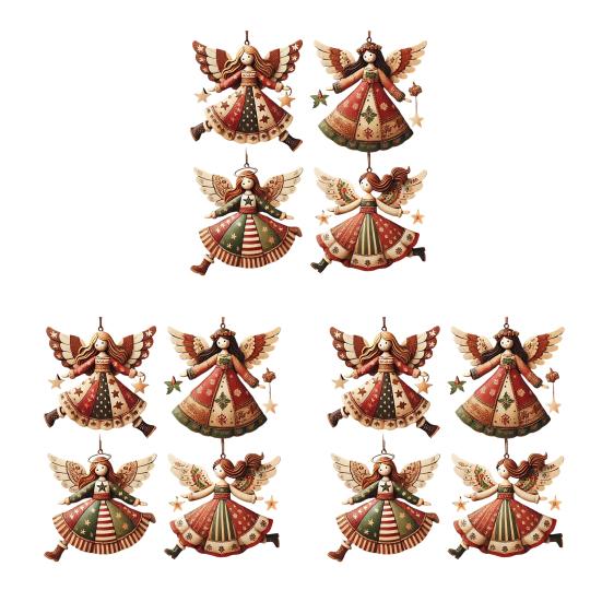 Christmas Wooden Angel Ornaments Rustic Angel Christmas Tree Ornament Retro Small Angel Hanging Decoration for Holiday Party Decor