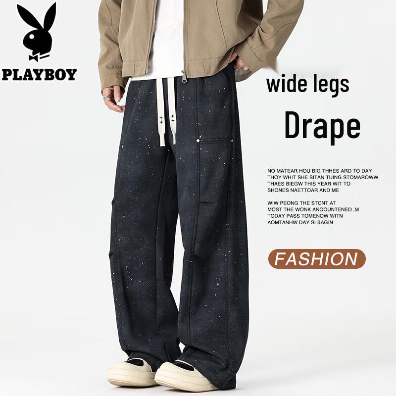 

Мужские прямые спортивные брюки PLAYBOY со звездным принтом и плиссировкой XL