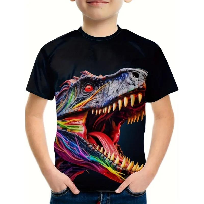 Boys Kids Clothes 3D Print Cartoon Dinosaur Graphic T Shirts