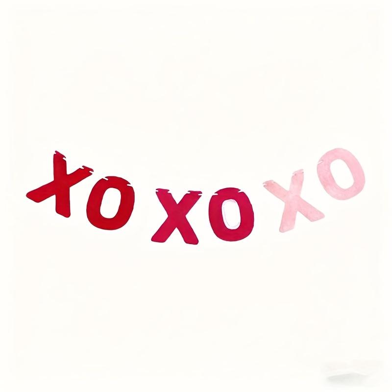 

XO XO XO Felt Pink Red Banner Valentine s Day Decorative Flower Ring Heart Shaped Flower Ring Color Flag Banner Wedding
