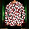 Men's Long Sleeve Hooded Sun Shirt Top with Christmas Print for Outdoor Wear