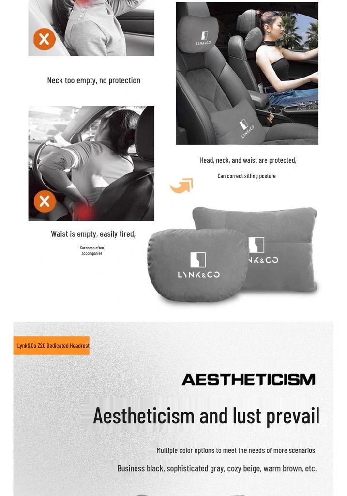 Lynk & Co Z20 Car Headrest & Lumbar Support: Neck Pillow & Back Protection Accessory.