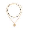 Beach Vacation Style Coconut Shell Beaded Necklace for Men, Light Luxury High-End Sun Pendant Collarbone Chain